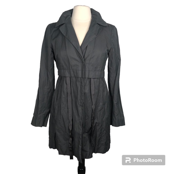 LOFT Lightweight Cinched Waist Rain Jacket Coat Packable Gray Size 4 - Picture 4 of 8